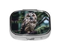 Square Round Pill Case Beautiful Owl Pill Box Daily 2 Compartment Travel Pill Container for Pocket Purse Portable Medicine Cod Liver Oil Storage Box 2 Times a Day Pill Organizer