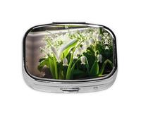 Square Round Pill Case Bell Orchid Print Pill Box Daily 2 Compartment Travel Pill Container for Pocket Purse Portable Medicine Cod Liver Oil Storage Box 2 Times a Day Pill Organizer