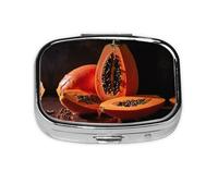 Square Round Pill Case Big Papaya Pill Box Daily 2 Compartment Travel Pill Container for Pocket Purse Portable Medicine Cod Liver Oil Storage Box 2 Times a Day Pill Organizer