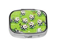 Square Round Pill Case Black and White Checkered Cats Pill Box Daily 2 Compartment Travel Pill Container for Pocket Purse Portable Medicine Cod Liver Oil Storage Box 2 Times a Day Pill Organizer