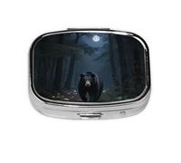 Square Round Pill Case Black Bear Night Trees - 副本 Pill Box Daily 2 Compartment Travel Pill Container for Pocket Purse Portable Medicine Cod Liver Oil Storage Box 2 Times a Day Pill Organizer