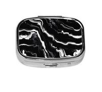 Square Round Pill Case Black White Marble Print Pill Box Daily 2 Compartment Travel Pill Container for Pocket Purse Portable Medicine Cod Liver Oil Storage Box 2 Times a Day Pill Organizer