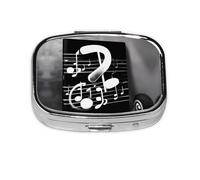 Square Round Pill Case Black White Music Note Pill Box Daily 2 Compartment Travel Pill Container for Pocket Purse Portable Medicine Cod Liver Oil Storage Box 2 Times a Day Pill Organizer