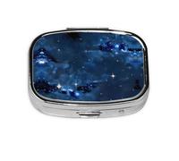 Square Round Pill Case Blue Galaxy Pill Box Daily 2 Compartment Travel Pill Container for Pocket Purse Portable Medicine Cod Liver Oil Storage Box 2 Times a Day Pill Organizer