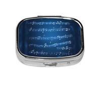 Square Round Pill Case Blue Musical Notes Pill Box Daily 2 Compartment Travel Pill Container for Pocket Purse Portable Medicine Cod Liver Oil Storage Box 2 Times a Day Pill Organizer