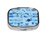 Square Round Pill Case Blue Polka Dot Print Pill Box Daily 2 Compartment Travel Pill Container for Pocket Purse Portable Medicine Cod Liver Oil Storage Box 2 Times a Day Pill Organizer