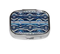 Square Round Pill Case Blue Polynesian Maori Tribal Pattern Pill Box Daily 2 Compartment Travel Pill Container for Pocket Purse Portable Medicine Cod Liver Oil Storage Box 2 Times a Day Pill Organizer