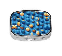Square Round Pill Case Blue Volleyball Pill Box Daily 2 Compartment Travel Pill Container for Pocket Purse Portable Medicine Cod Liver Oil Storage Box 2 Times a Day Pill Organizer