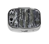 Square Round Pill Case Cold Tree Camouflage Pill Box Daily 2 Compartment Travel Pill Container for Pocket Purse Portable Medicine Cod Liver Oil Storage Box 2 Times a Day Pill Organizer
