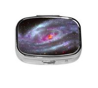 Square Round Pill Case Colorful Galaxy Pill Box Daily 2 Compartment Travel Pill Container for Pocket Purse Portable Medicine Cod Liver Oil Storage Box 2 Times a Day Pill Organizer