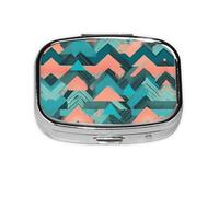Square Round Pill Case Coral and Teal Arrows Pill Box Daily 2 Compartment Travel Pill Container for Pocket Purse Portable Medicine Cod Liver Oil Storage Box 2 Times a Day Pill Organizer