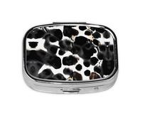 Square Round Pill Case Cow Fur Print Pill Box Daily 2 Compartment Travel Pill Container for Pocket Purse Portable Medicine Cod Liver Oil Storage Box 2 Times a Day Pill Organizer