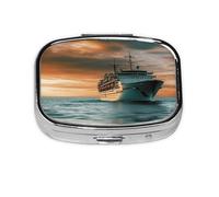 Square Round Pill Case Cruise Ship Pill Box Daily 2 Compartment Travel Pill Container for Pocket Purse Portable Medicine Cod Liver Oil Storage Box 2 Times a Day Pill Organizer