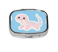 Square Round Pill Case Cute Axolotl Print Pill Box Daily 2 Compartment Travel Pill Container for Pocket Purse Portable Medicine Cod Liver Oil Storage Box 2 Times a Day Pill Organizer