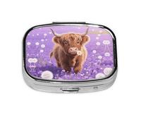 Square Round Pill Case Cute Cow Pill Box Daily 2 Compartment Travel Pill Container for Pocket Purse Portable Medicine Cod Liver Oil Storage Box 2 Times a Day Pill Organizer