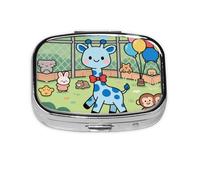 Square Round Pill Case Cute Giraffe Pill Box Daily 2 Compartment Travel Pill Container for Pocket Purse Portable Medicine Cod Liver Oil Storage Box 2 Times a Day Pill Organizer
