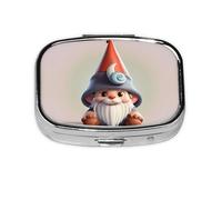 Square Round Pill Case Cute Gnome hat Pill Box Daily 2 Compartment Travel Pill Container for Pocket Purse Portable Medicine Cod Liver Oil Storage Box 2 Times a Day Pill Organizer