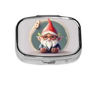 Square Round Pill Case Cute Gnome Pill Box Daily 2 Compartment Travel Pill Container for Pocket Purse Portable Medicine Cod Liver Oil Storage Box 2 Times a Day Pill Organizer