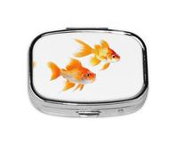 Square Round Pill Case Cute Goldfishes Pill Box Daily 2 Compartment Travel Pill Container for Pocket Purse Portable Medicine Cod Liver Oil Storage Box 2 Times a Day Pill Organizer