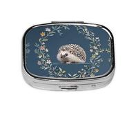 Square Round Pill Case Cute Little Hedgehog Pill Box Daily 2 Compartment Travel Pill Container for Pocket Purse Portable Medicine Cod Liver Oil Storage Box 2 Times a Day Pill Organizer