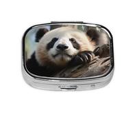 Square Round Pill Case Cute Sleeping Panda Pill Box Daily 2 Compartment Travel Pill Container for Pocket Purse Portable Medicine Cod Liver Oil Storage Box 2 Times a Day Pill Organizer