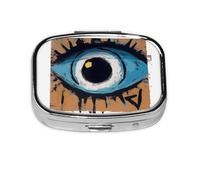 Square Round Pill Case Evil Eye Pill Box Daily 2 Compartment Travel Pill Container for Pocket Purse Portable Medicine Cod Liver Oil Storage Box 2 Times a Day Pill Organizer