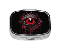 Square Round Pill Case Eye of Hell Pill Box Daily 2 Compartment Travel Pill Container for Pocket Purse Portable Medicine Cod Liver Oil Storage Box 2 Times a Day Pill Organizer