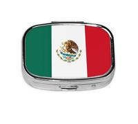 Square Round Pill Case Flag of Mexico Pill Box Daily 2 Compartment Travel Pill Container for Pocket Purse Portable Medicine Cod Liver Oil Storage Box 2 Times a Day Pill Organizer