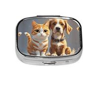 Square Round Pill Case for Cats Dogs Daily Pill Box 2 Compartments Travel Pill Container for Pocket Wallet Portable Oil Storage Box