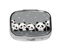 Square Round Pill Case Funny Baby Panda Pill Box Daily 2 Compartment Travel Pill Container for Pocket Purse Portable Medicine Cod Liver Oil Storage Box 2 Times a Day Pill Organizer