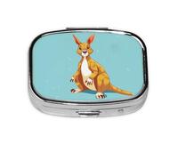 Square Round Pill Case Funny Cartoon Kangaroo Zoo Pill Box Daily 2 Compartment Travel Pill Container for Pocket Purse Portable Medicine Cod Liver Oil Storage Box 2 Times a Day Pill Organizer