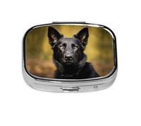Square Round Pill Case German Shepherd Dog Pill Box Daily 2 Compartment Travel Pill Container for Pocket Purse Portable Medicine Cod Liver Oil Storage Box 2 Times a Day Pill Organizer