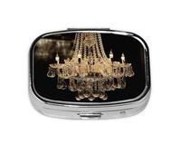 Square Round Pill Case Gorgeous Crystal Chandelier Pill Box Daily 2 Compartment Travel Pill Container for Pocket Purse Portable Medicine Cod Liver Oil Storage Box 2 Times a Day Pill Organizer