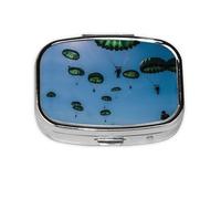 Square Round Pill Case Green Parachute Pill Box Daily 2 Compartment Travel Pill Container for Pocket Purse Portable Medicine Cod Liver Oil Storage Box 2 Times a Day Pill Organizer