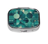 Square Round Pill Case Green Pattern Pill Box Daily 2 Compartment Travel Pill Container for Pocket Purse Portable Medicine Cod Liver Oil Storage Box 2 Times a Day Pill Organizer