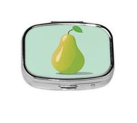 Square Round Pill Case Green Pear Pill Box Daily 2 Compartment Travel Pill Container for Pocket Purse Portable Medicine Cod Liver Oil Storage Box 2 Times a Day Pill Organizer