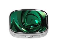 Square Round Pill Case Green Sculpture Pill Box Daily 2 Compartment Travel Pill Container for Pocket Purse Portable Medicine Cod Liver Oil Storage Box 2 Times a Day Pill Organizer