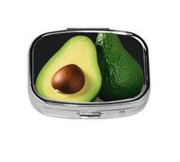 Square Round Pill Case Half Cut Avocado Pieces Pill Box Daily 2 Compartment Travel Pill Container for Pocket Purse Portable Medicine Cod Liver Oil Storage Box 2 Times a Day Pill Organizer