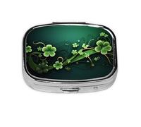 Square Round Pill Case Happy st Patrick's Day Pill Box Daily 2 Compartment Travel Pill Container for Pocket Purse Portable Medicine Cod Liver Oil Storage Box 2 Times a Day Pill Organizer