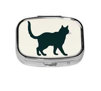 Square Round Pill Case Happy Walking Cat Pill Box Daily 2 Compartment Travel Pill Container for Pocket Purse Portable Medicine Cod Liver Oil Storage Box 2 Times a Day Pill Organizer