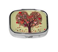 Square Round Pill Case Heart Tree3 Pill Box Daily 2 Compartment Travel Pill Container for Pocket Purse Portable Medicine Cod Liver Oil Storage Box 2 Times a Day Pill Organizer