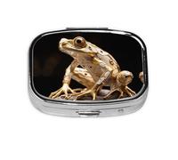 Square Round Pill Case Heavy Industry Frog Pill Box Daily 2 Compartment Travel Pill Container for Pocket Purse Portable Medicine Cod Liver Oil Storage Box 2 Times a Day Pill Organizer