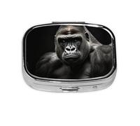 Square Round Pill Case Male Gorilla Pill Box Daily 2 Compartment Travel Pill Container for Pocket Purse Portable Medicine Cod Liver Oil Storage Box 2 Times a Day Pill Organizer