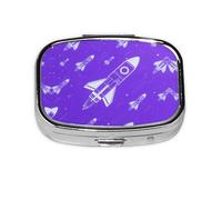Square Round Pill Case Many Exploration Rocket Pill Box Daily 2 Compartment Travel Pill Container for Pocket Purse Portable Medicine Cod Liver Oil Storage Box 2 Times a Day Pill Organizer