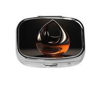 Square Round Pill Case Orange Abstract Ornament Pill Box Daily 2 Compartment Travel Pill Container for Pocket Purse Portable Medicine Cod Liver Oil Storage Box 2 Times a Day Pill Organizer