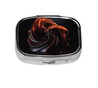 Square Round Pill Case Orange Swirl Shaped Ornament Pill Box Daily 2 Compartment Travel Pill Container for Pocket Purse Portable Medicine Cod Liver Oil Storage Box 2 Times a Day Pill Organizer