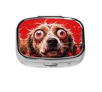Square Round Pill Case red Dog Pill Box Daily 2 Compartment Travel Pill Container for Pocket Purse Portable Medicine Cod Liver Oil Storage Box 2 Times a Day Pill Organizer