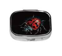 Square Round Pill Case Red Ladybug Pattern Pill Box Daily 2 Compartment Travel Pill Container for Pocket Purse Portable Medicine Cod Liver Oil Storage Box 2 Times a Day Pill Organizer