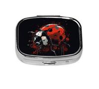 Square Round Pill Case Red Ladybug Pill Box Daily 2 Compartment Travel Pill Container for Pocket Purse Portable Medicine Cod Liver Oil Storage Box 2 Times a Day Pill Organizer