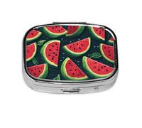 Square Round Pill Case Red Watermelon Pill Box Daily 2 Compartment Travel Pill Container for Pocket Purse Portable Medicine Cod Liver Oil Storage Box 2 Times a Day Pill Organizer